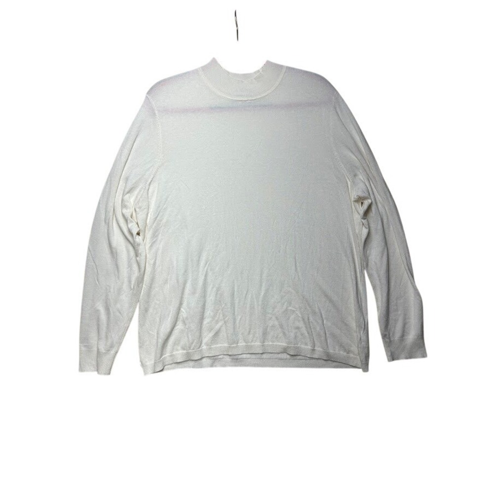 Coldwater Creek Women White Mock Neck Long Sleeve Knit Sweater Size 1X 15202